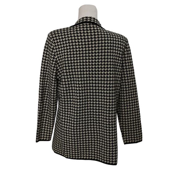 Kate Hill Italian Merino Wool black ivory cream Houndstooth stretchy blazer med - Picture 7 of 8